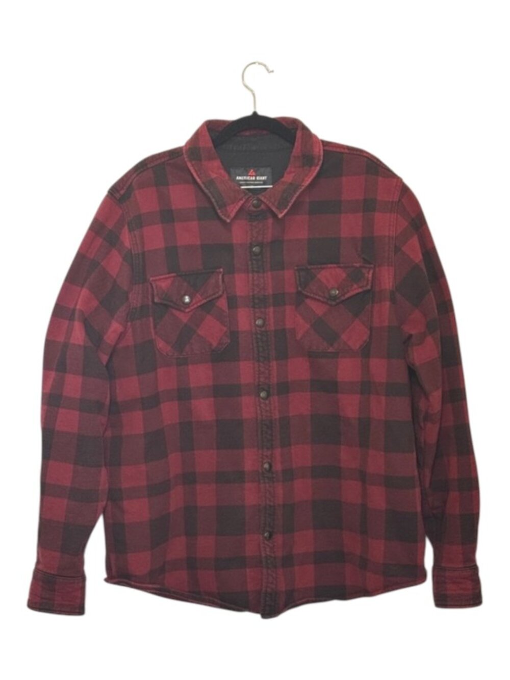 American Giant Red and Black Buffalo Plaid Button-Up Shirt Jack Size XXL Shacket